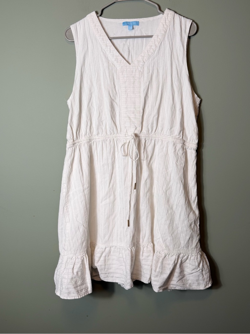 Draper James RSVP Women’s White sleeveless cotton gauze tiered mini‎ dress XXL